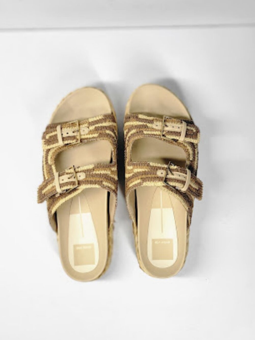 DOLCE VITA Falyn Platform Raffia Woven Double Buckle Sandals Women’s Sz 10 NWOB - Picture 4 of 8